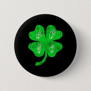 Liefde Gebarentaal St Patrick's Day Doof Bewustzij Ronde Button 5,7 Cm
