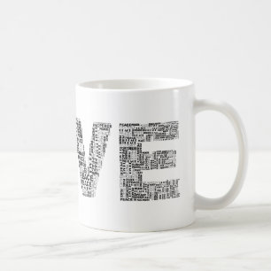 Liefde Gebouwd op Vrede – Typografie Mok