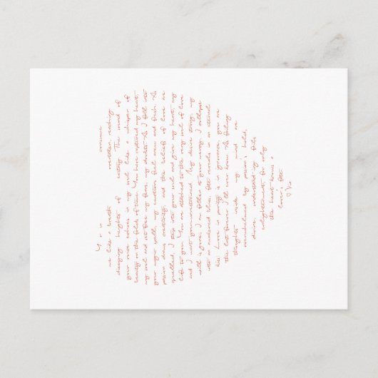 Liefde gedicht in vorm van hart briefkaart (Voorkant)