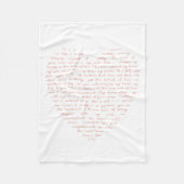 Liefde gedicht in vorm van hart fleece deken (Voorkant)