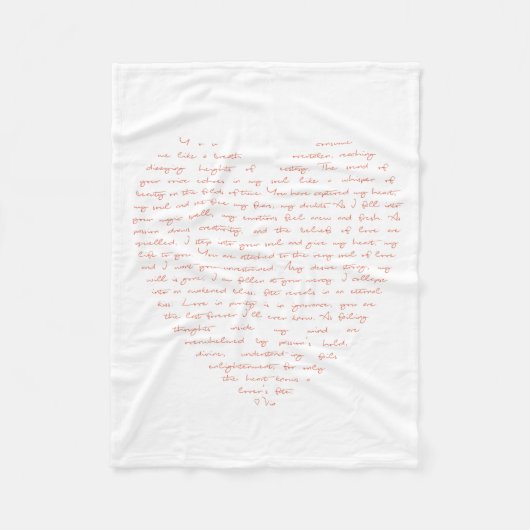 Liefde gedicht in vorm van hart fleece deken (Voorkant)