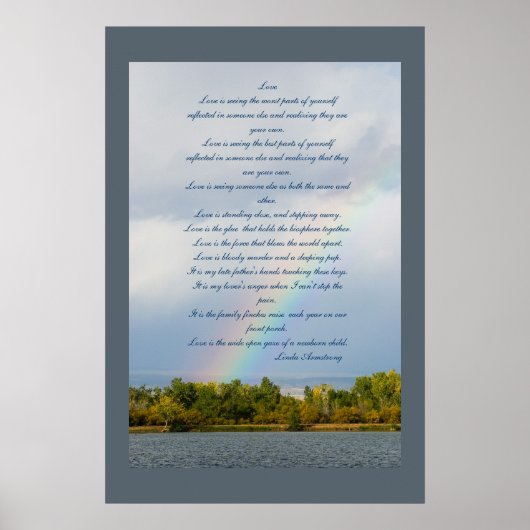 Liefde gedicht met regenboogfoto-Poster Poster (Voorkant)