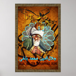 Liefde gedichten door RUMI - Poster goud, tapijt, 