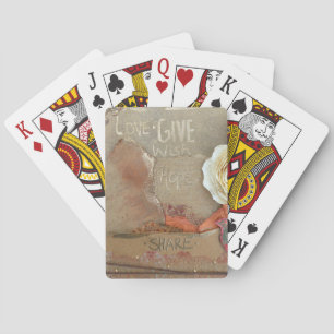 Liefde geeft hoop op gemengde media kunst pokerkaarten