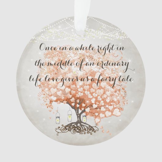 Liefde geeft ons een fairy Tale Heart Leaf Tree We Ornament (voorkant)