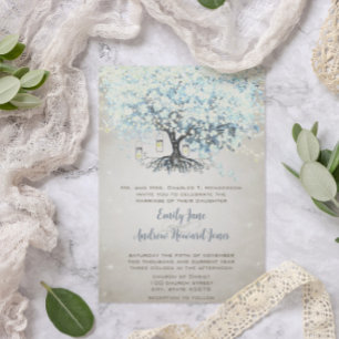 Liefde geeft ons Sprookjeshart Blad Boom Bruiloft Kaart