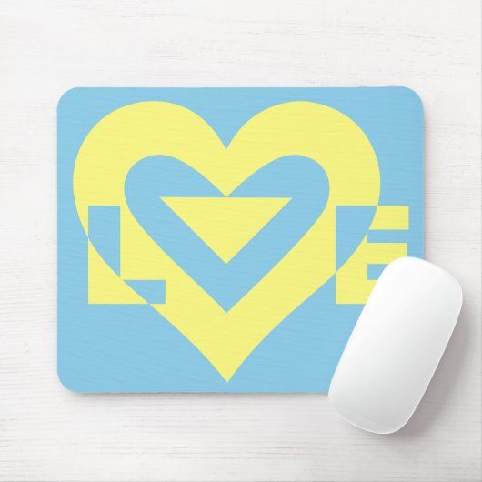 Liefde Geel op Blauw Muismat (Met muis)