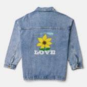 Liefde Geel Zonnebloem Blauwe Hemel Denim Jacket (Achterkant)