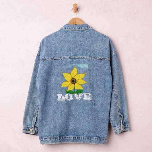 Liefde Geel Zonnebloem Blauwe Hemel Denim Jacket (Hangar)