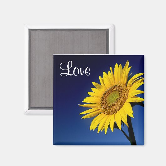 Liefde Geel Zonnebloem Met Blauwe Hemel Magneet (Voorkant / Achterkant)