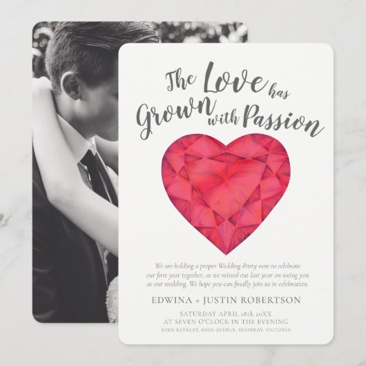 Liefde gegroeid robijn waterverf na het huwelijksf kaart (Voorkant / Achterkant)