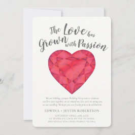 Liefde gegroeid robijn waterverf na het huwelijksf kaart