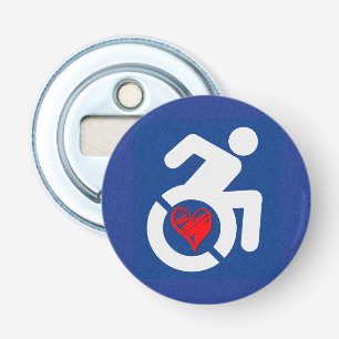 Liefde gehandicapt button flesopener