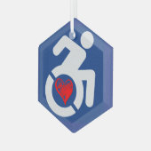 Liefde gehandicapt glas ornament (Voorkant links)