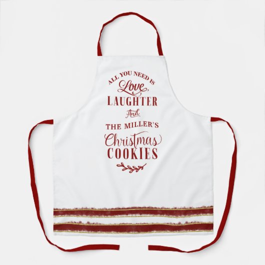 Liefde, Gelach en Jouw naam - Kerstkoekjes Schort (Voorkant)