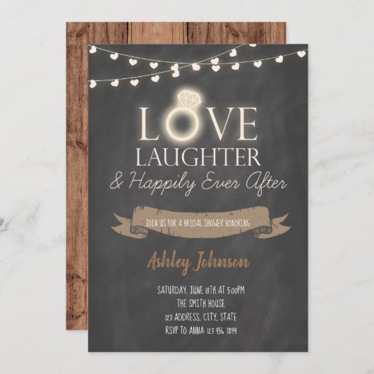 Liefde gelach gelukkig tot het einde uitnodiging (Voorkant / Achterkant)