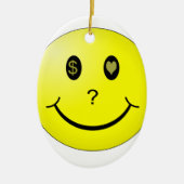 Liefde, geld of liefdesgeld? keramisch ornament (Voorkant)