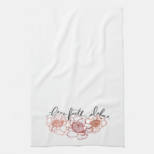 Liefde geloof en Aloha Kitchen Towel Theedoek (Verticaal)