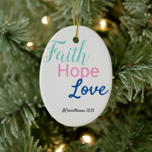 Liefde, geloof en hoop keramische kerstbal christe keramisch ornament
