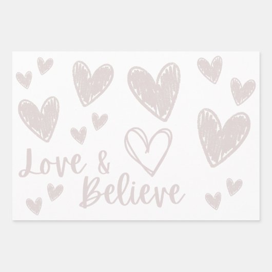 Liefde & Geloof witte doodle pastel harten papier Inpakpapier Vel (Voorkant 3)