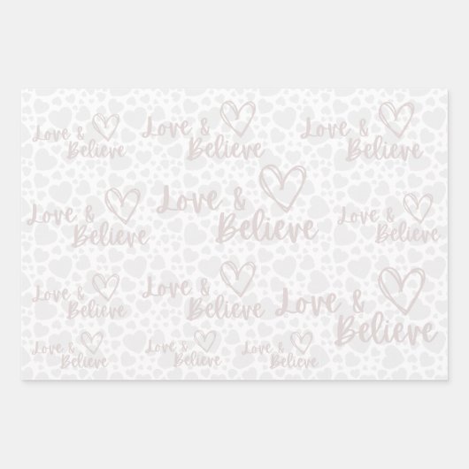 Liefde & Geloof witte doodle pastel harten papier Inpakpapier Vel (Voorkant 2)