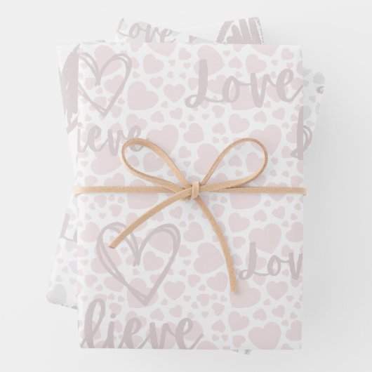 Liefde & Geloof witte doodle pastel harten papier Inpakpapier Vel (In situ)
