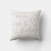Liefde & Geloof witte krabbel pastel Valentijnsdag Kussen (Achterkant)