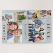 Liefde geluk Familie Blauwe Fotostrip Collage Legpuzzel (Horizontaal)