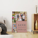 Liefde geluk Familie Roze Maroon Foto Collage Canvas Afdruk<br><div class="desc">Creëer je eigen fotocollage op dit trendy Wrapped Canvas. Het ontwerp kenmerkt een grote landschapsfoto en 5 afbeeldingen van het portret, die in een stijl van de fotostrip worden uiteengezet. Het heeft een stijlvol kleurenpalet van roze, maroon-rood en blauw grijs. De woorden lezen ... liefde voor geluk familie ... in...</div>