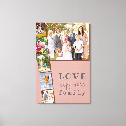 Liefde geluk Familie Roze Maroon Foto Collage Canvas Afdruk (Voorkant)