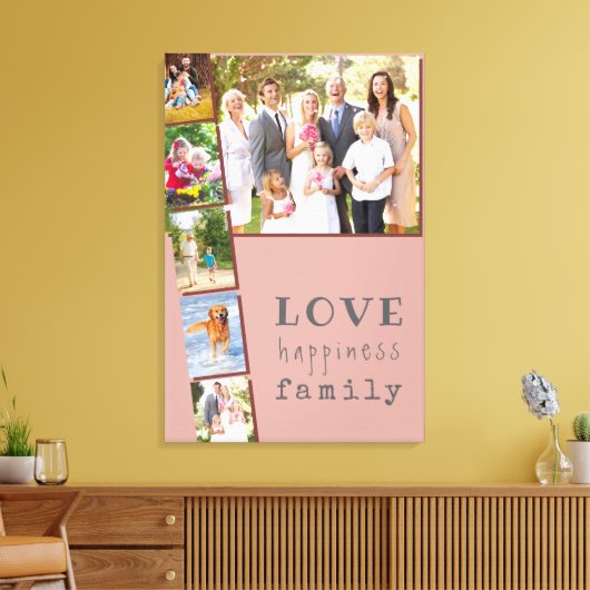 Liefde geluk Familie Roze Maroon Foto Collage Canvas Afdruk (Insitu (Woonkamer))
