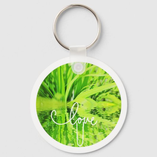 Liefde Gelukkig Groen Gras Sleutelhanger (Voorkant)