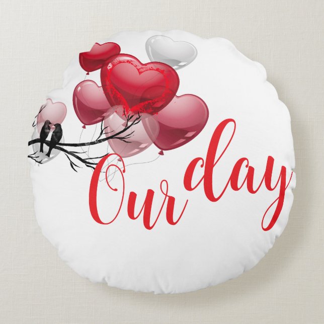Liefde – Gelukkige Valentijnsdag Rond Kussen (Voorkant)