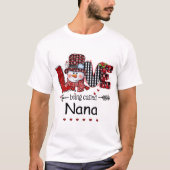 Liefde genaamd Nana Snowman Kerstmis Red Pset T-shirt (Voorkant)