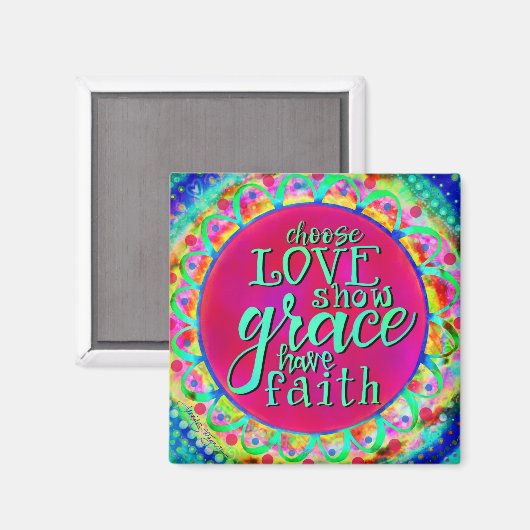 Liefde, genade en geloof  Trendy Roze Abstract Magneet (Voorkant / Achterkant)
