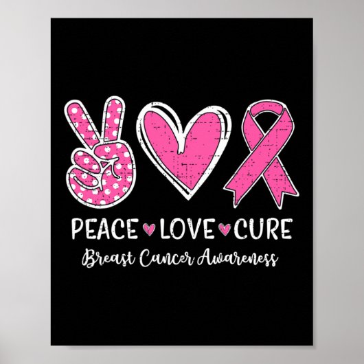 Liefde Geneest Roze Lint Borstkanker Bewustzijn Vr Poster (Voorkant)