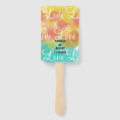 Liefde Gepersonaliseerde Bruiloft Gouache Waterver Handwaaier (Achterkant)