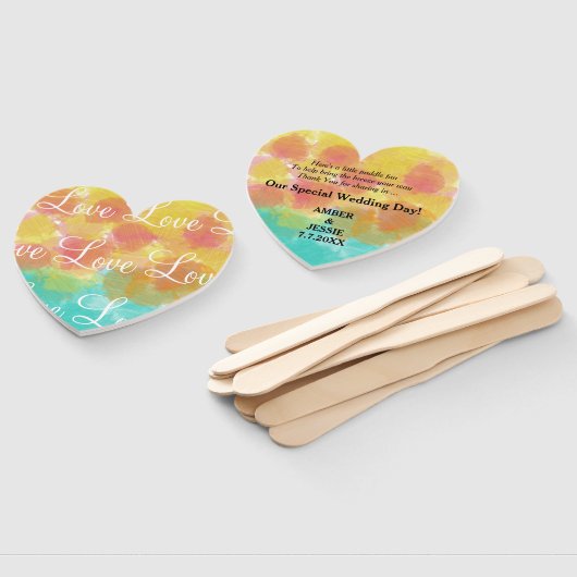 Liefde Gepersonaliseerde Gouache Waterverven Handwaaier (Niet-gemonteerd)