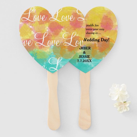 Liefde Gepersonaliseerde Gouache Waterverven Handwaaier (Voorkant en achterkant)