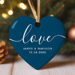 Liefde Gepersonaliseerde Koppels Navy Foto Ornamen Keramisch Ornament<br><div class="desc">Liefde op maat gesneden koppels Foto Ornament. Romantisch ornament dat een groot geschenk is voor de feestdagen. Dat zou ook een geweldige huwelijksgunst zijn. Pas dit douaneontwerp met uw eigen foto en tekst aan.</div>