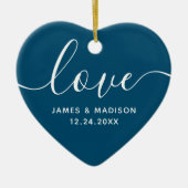 Liefde Gepersonaliseerde Koppels Navy Foto Ornamen Keramisch Ornament (Voorkant)