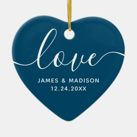 Liefde Gepersonaliseerde Koppels Navy Foto Ornamen Keramisch Ornament (Voorkant)