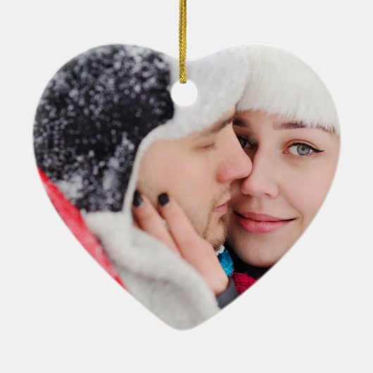 Liefde Gepersonaliseerde Koppels Navy Foto Ornamen Keramisch Ornament (Achterkant)