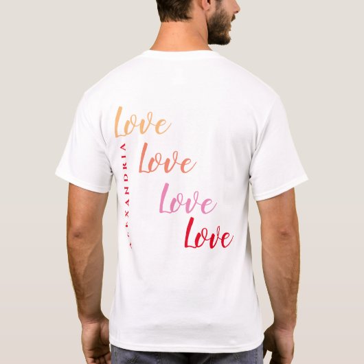 Liefde Gepersonaliseerde Naam Terug en Pocket Desi T-shirt (Achterkant)