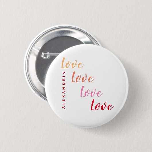 Liefde Gepersonaliseerde Naam Typografie Ronde Button 5,7 Cm (Voorkant /achterkant)
