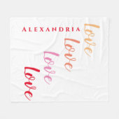 Liefde gepersonaliseerde typografie fleece deken (Voorkant (Horizontaal))