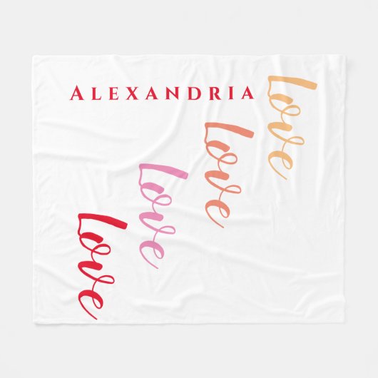 Liefde gepersonaliseerde typografie fleece deken (Voorkant (Horizontaal))