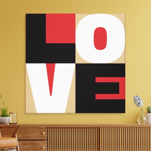 Liefde geraffineerd Letter Art Design Red Black Go Canvas Afdruk (Insitu (Woonkamer))