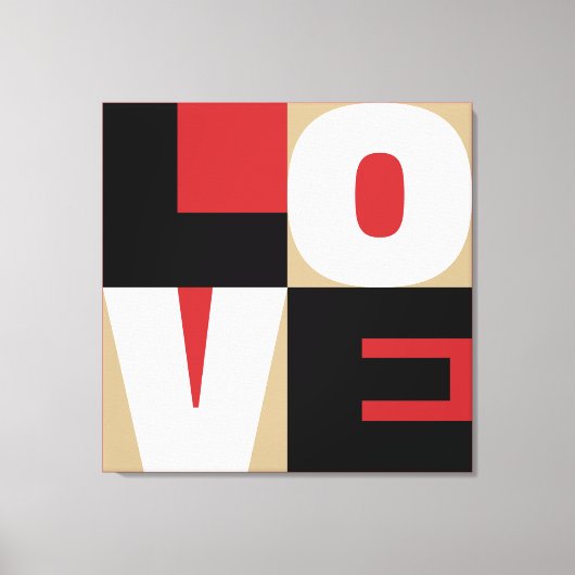Liefde geraffineerd Letter Art Design Red Black Go Canvas Afdruk (Voorkant)