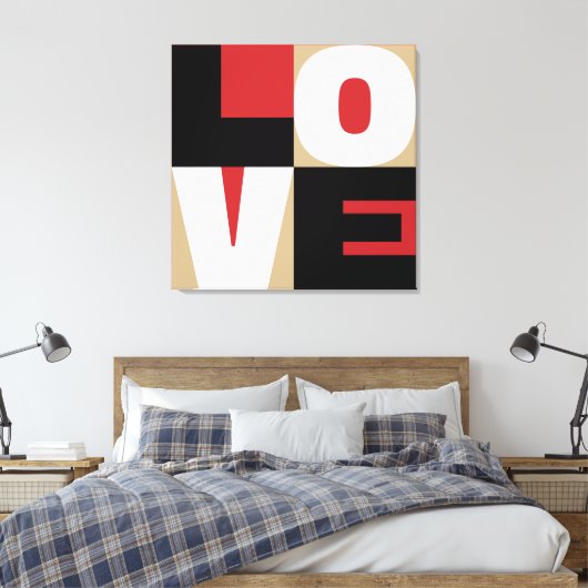 Liefde geraffineerd Letter Art Design Red Black Go Canvas Afdruk (Insitu (Slaapkamer))